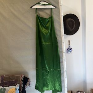 Reformation Green Silk Halter Dress